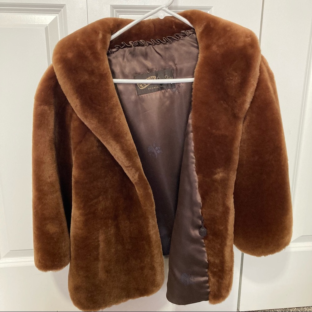 Vintage brown fur stole capelet one size